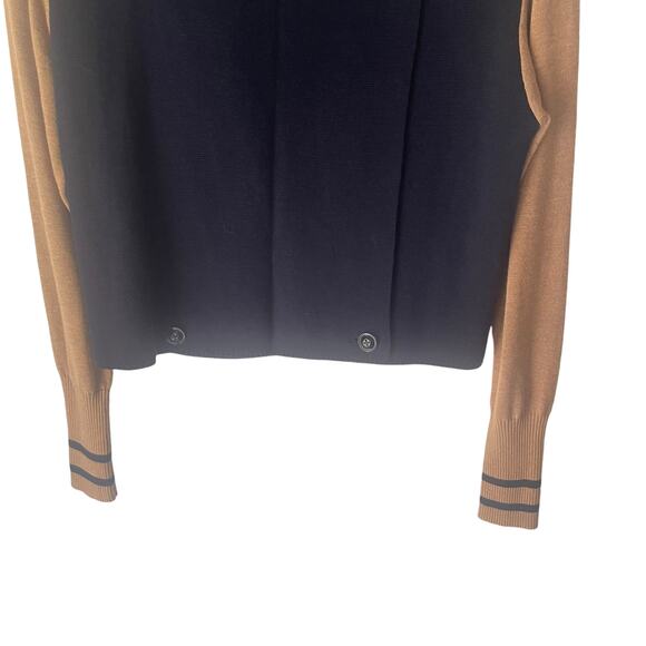 Cabi Women's Size Small Colorblock Preppy Blue Tan Cardigan Sweater - Picture 3 of 8